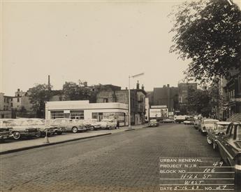 (NEWARK, NEW JERSEY--URBAN RENEWAL) Binder with 35 photographs documenting the planned Hill Street Urban Renewal Project in Newark.